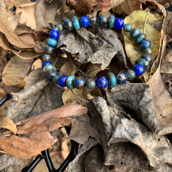 Lapis Lazuli and blue jasper bracelet - Picture 2 of 3